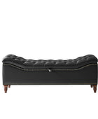 Abner Traditional Upholstered Storage Bench with Button Tufting