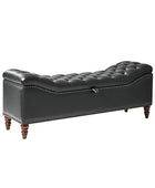 Abner Traditional Upholstered Storage Bench with Button Tufting