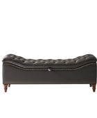 Abner Traditional Upholstered Storage Bench with Button Tufting