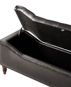 Abner Traditional Upholstered Storage Bench with Button Tufting