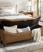 Abner Traditional Upholstered Storage Bench with Button Tufting