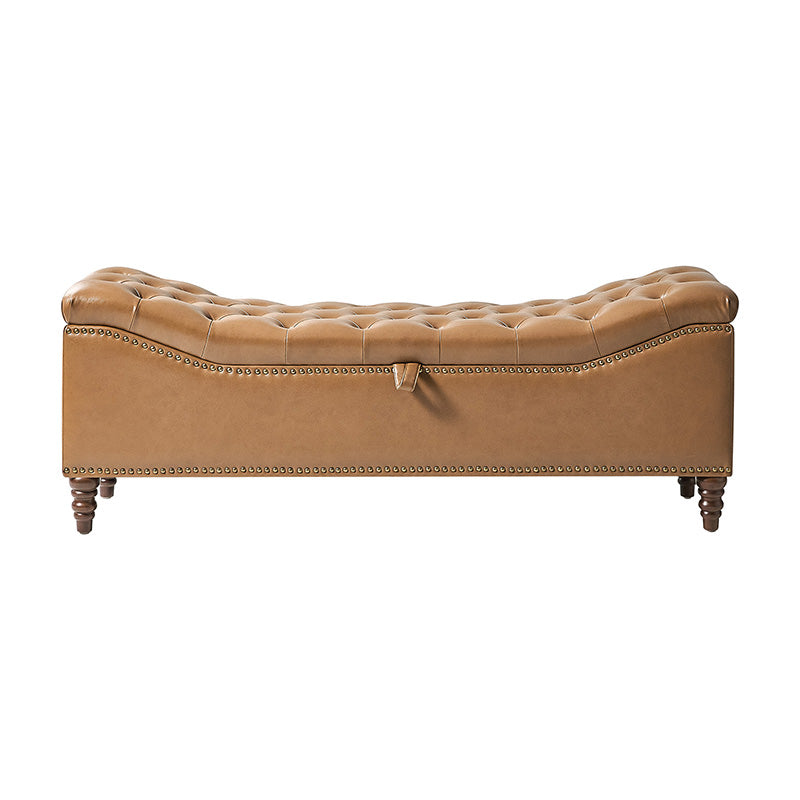 Abner Traditional Upholstered Storage Bench with Button Tufting