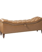 Abner Traditional Upholstered Storage Bench with Button Tufting