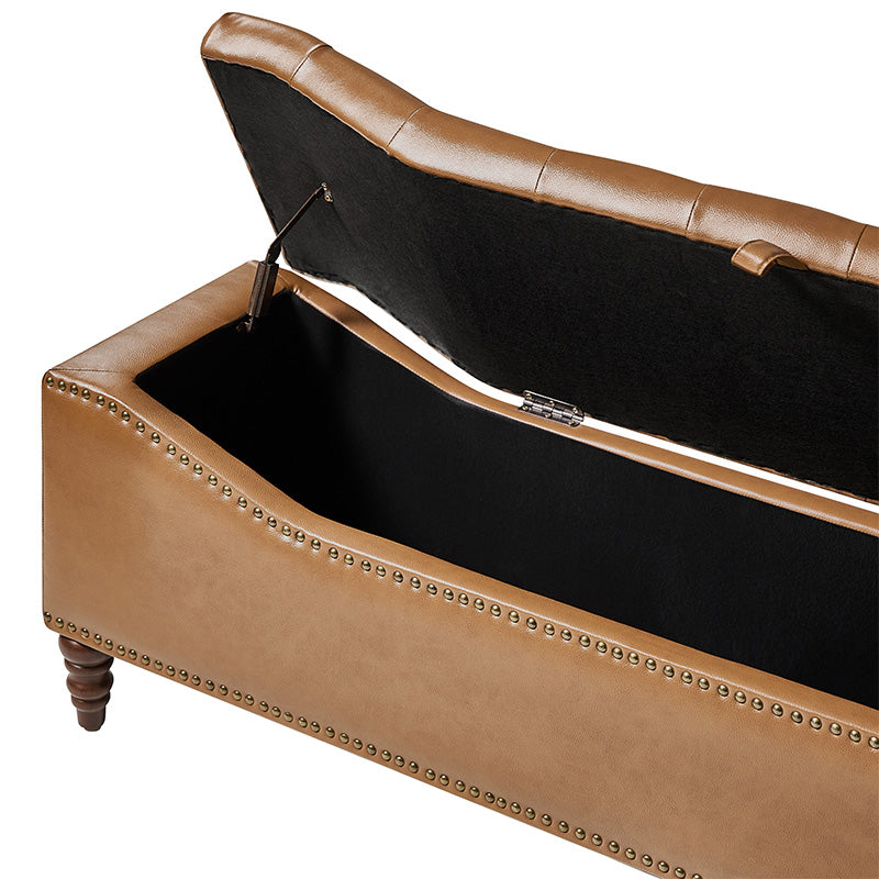 Abner Traditional Upholstered Storage Bench with Button Tufting