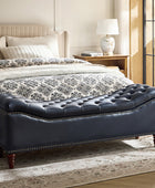 Abner Traditional Upholstered Storage Bench with Button Tufting