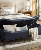 Abner Traditional Upholstered Storage Bench with Button Tufting