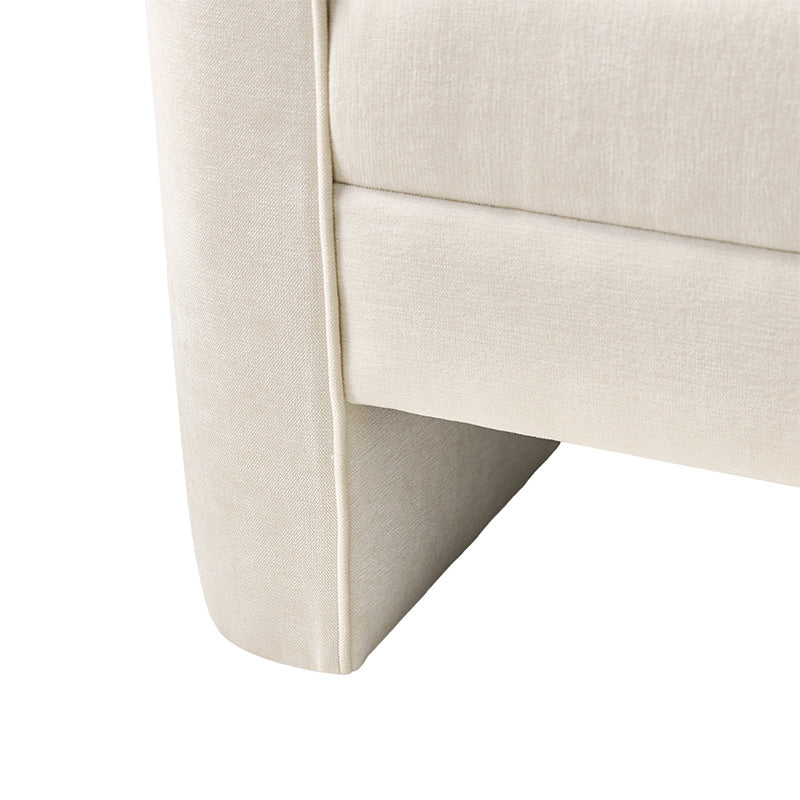 Diana 57" Wide Modern Chenille Upholstered Bench with Piped Edges and Foam Cushion