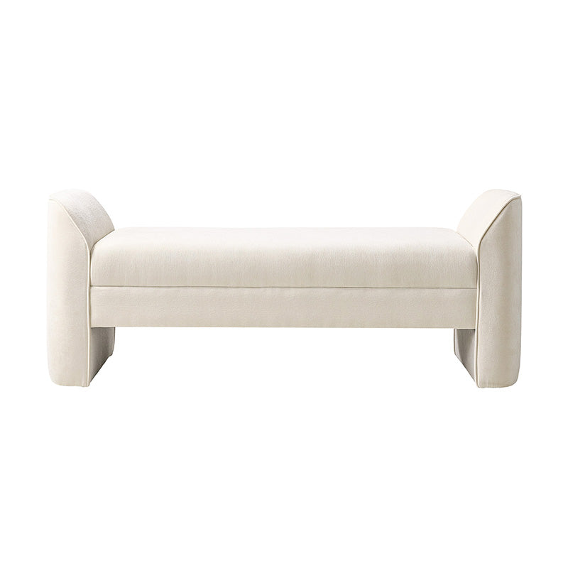 Diana 57" Wide Modern Chenille Upholstered Bench with Piped Edges and Foam Cushion