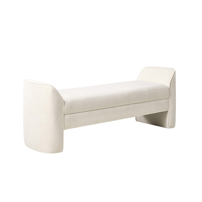 Diana 57" Wide Modern Chenille Upholstered Bench with Piped Edges and Foam Cushion