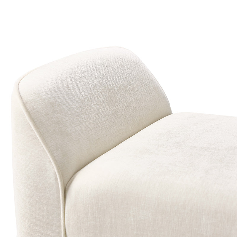 Diana 57" Wide Modern Chenille Upholstered Bench with Piped Edges and Foam Cushion