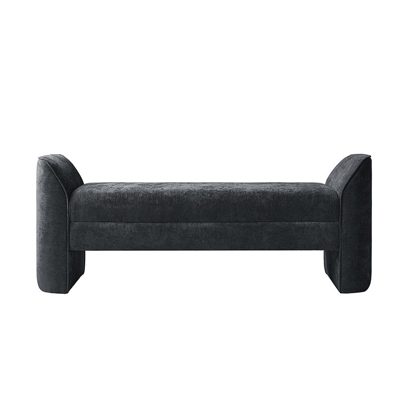 Diana 57" Wide Modern Chenille Upholstered Bench with Piped Edges and Foam Cushion