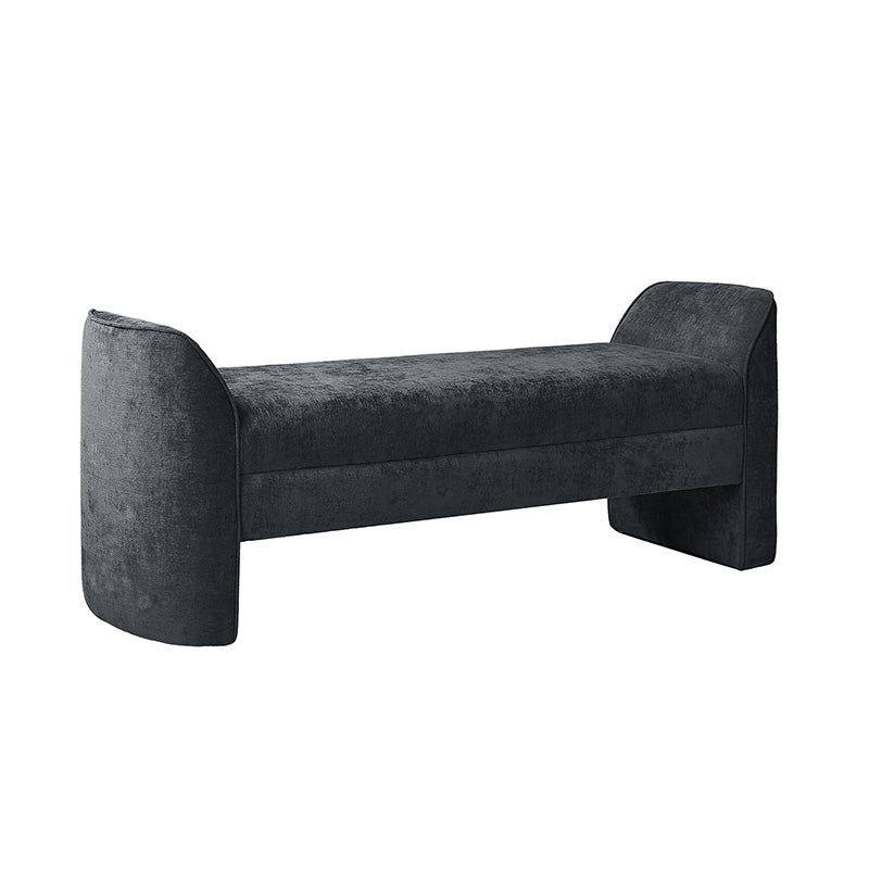 Diana 57" Wide Modern Chenille Upholstered Bench with Piped Edges and Foam Cushion