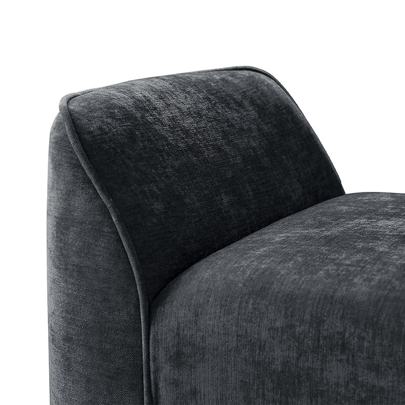 Diana 57" Wide Modern Chenille Upholstered Bench with Piped Edges and Foam Cushion