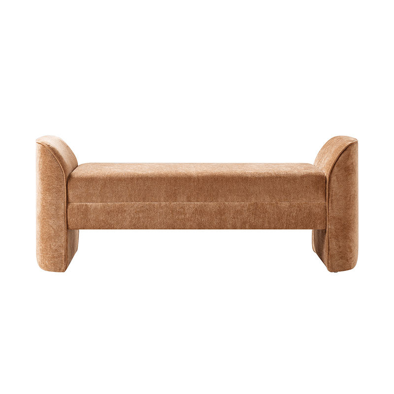 Diana 57" Wide Modern Chenille Upholstered Bench with Piped Edges and Foam Cushion