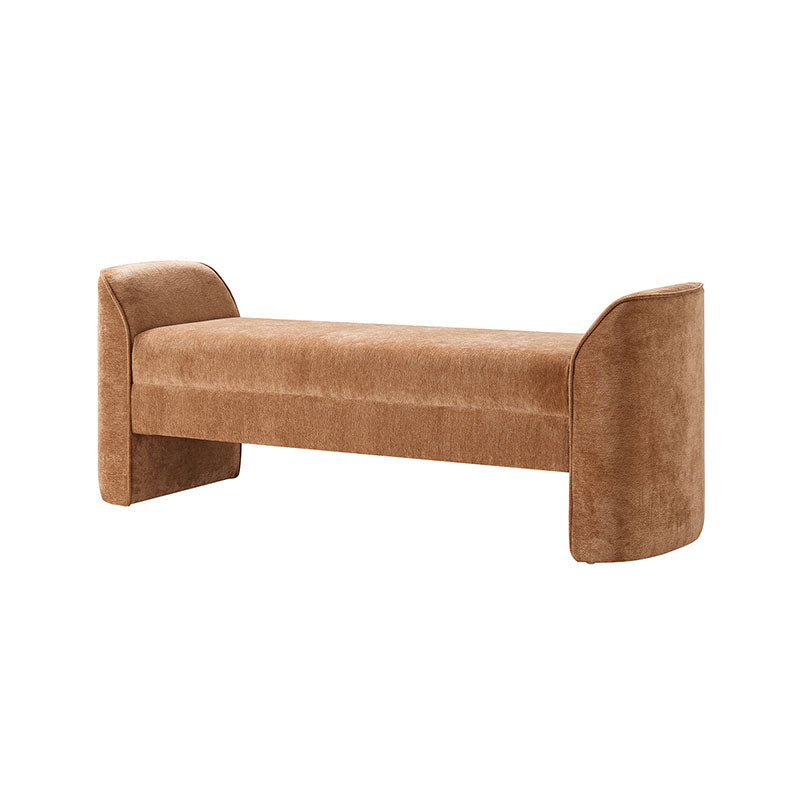 Diana 57" Wide Modern Chenille Upholstered Bench with Piped Edges and Foam Cushion