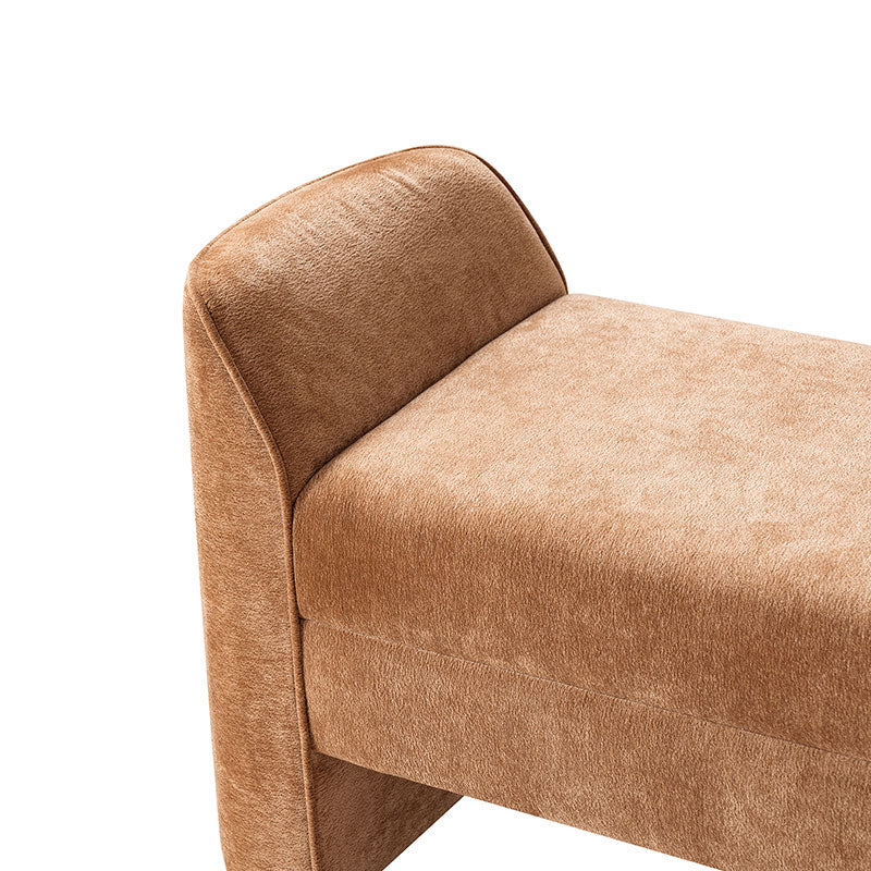 Diana 57" Wide Modern Chenille Upholstered Bench with Piped Edges and Foam Cushion