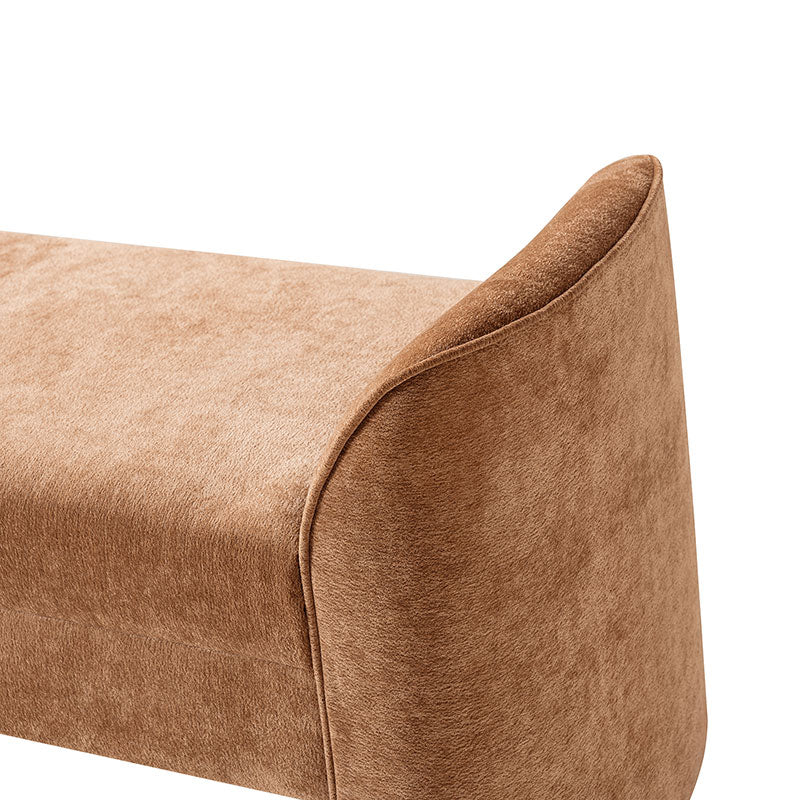 Diana 57" Wide Modern Chenille Upholstered Bench with Piped Edges and Foam Cushion