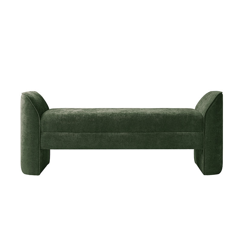Diana 57" Wide Modern Chenille Upholstered Bench with Piped Edges and Foam Cushion