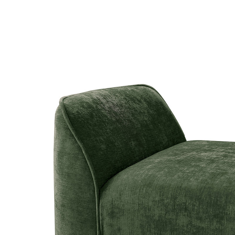 Diana 57" Wide Modern Chenille Upholstered Bench with Piped Edges and Foam Cushion