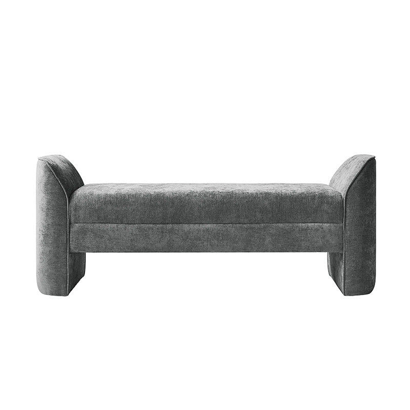 Diana 57" Wide Modern Chenille Upholstered Bench with Piped Edges and Foam Cushion