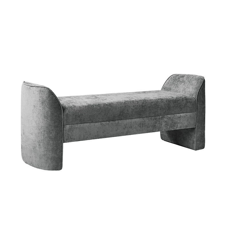 Diana 57" Wide Modern Chenille Upholstered Bench with Piped Edges and Foam Cushion