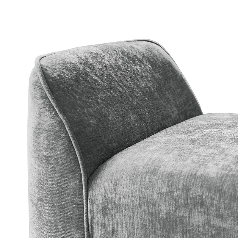 Diana 57" Wide Modern Chenille Upholstered Bench with Piped Edges and Foam Cushion