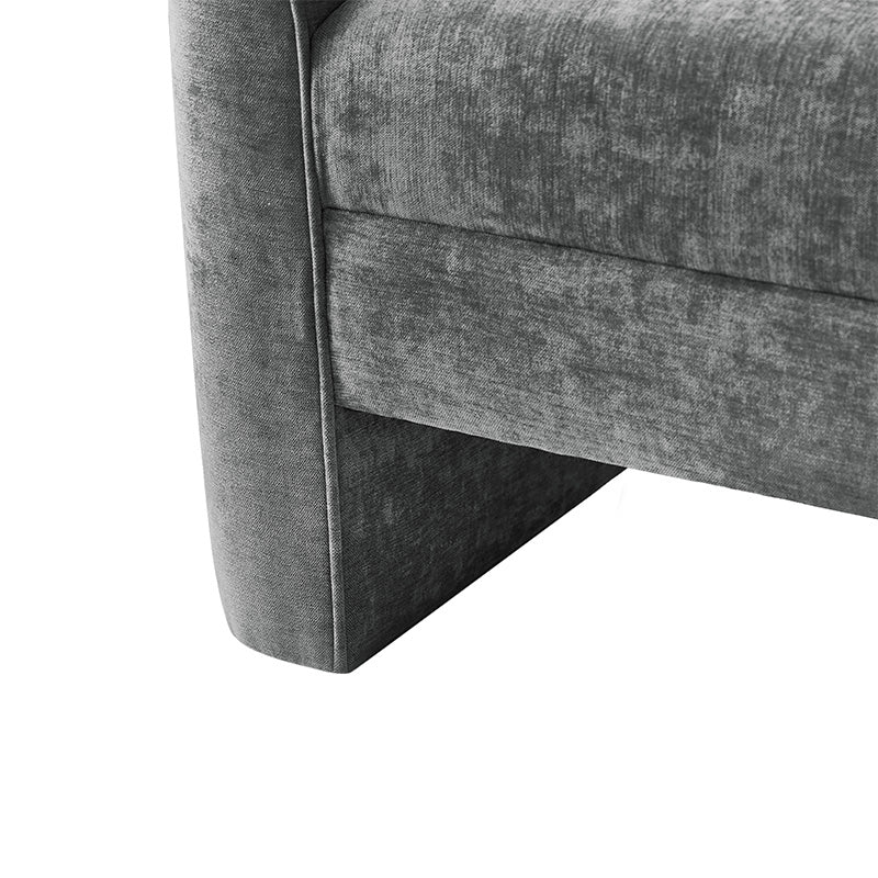 Diana 57" Wide Modern Chenille Upholstered Bench with Piped Edges and Foam Cushion