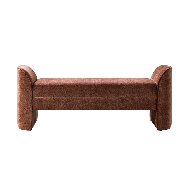 Diana 57" Wide Modern Chenille Upholstered Bench with Piped Edges and Foam Cushion