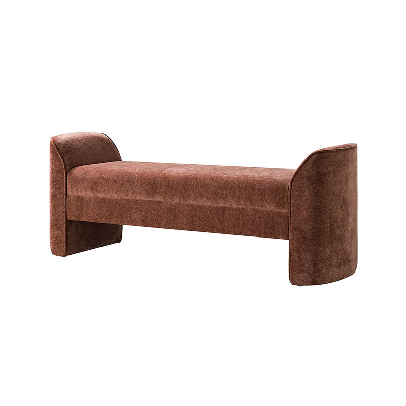 Diana 57" Wide Modern Chenille Upholstered Bench with Piped Edges and Foam Cushion