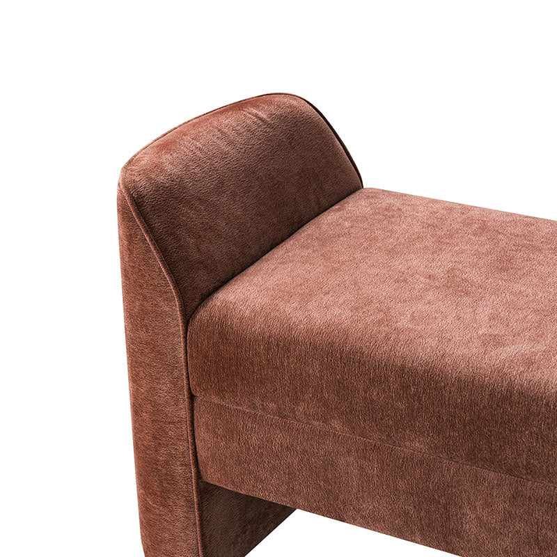 Diana 57" Wide Modern Chenille Upholstered Bench with Piped Edges and Foam Cushion