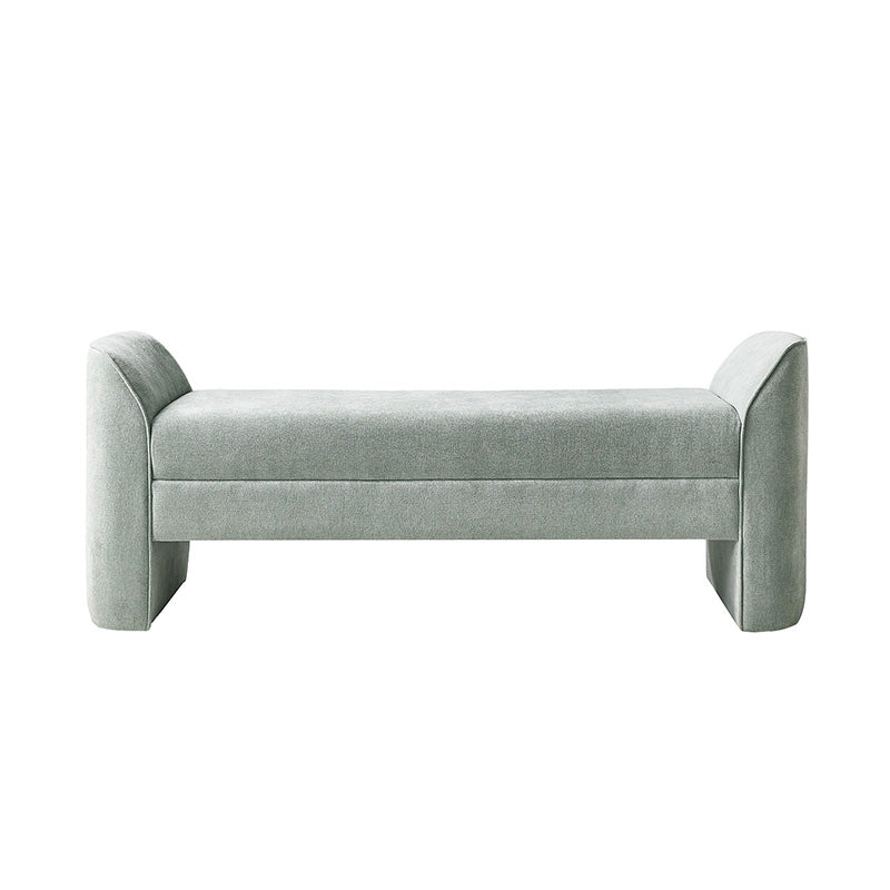 Diana 57" Wide Modern Chenille Upholstered Bench with Piped Edges and Foam Cushion