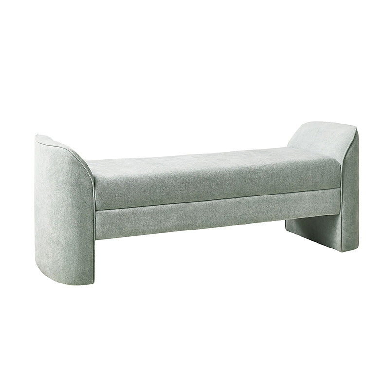 Diana 57" Wide Modern Chenille Upholstered Bench with Piped Edges and Foam Cushion