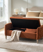 Octavia Upholstered Storage Bench with Turned Wood Legs