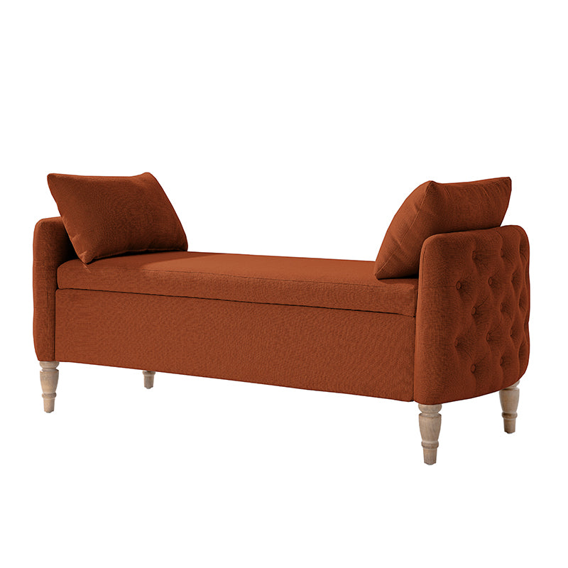 Octavia Upholstered Storage Bench with Turned Wood Legs