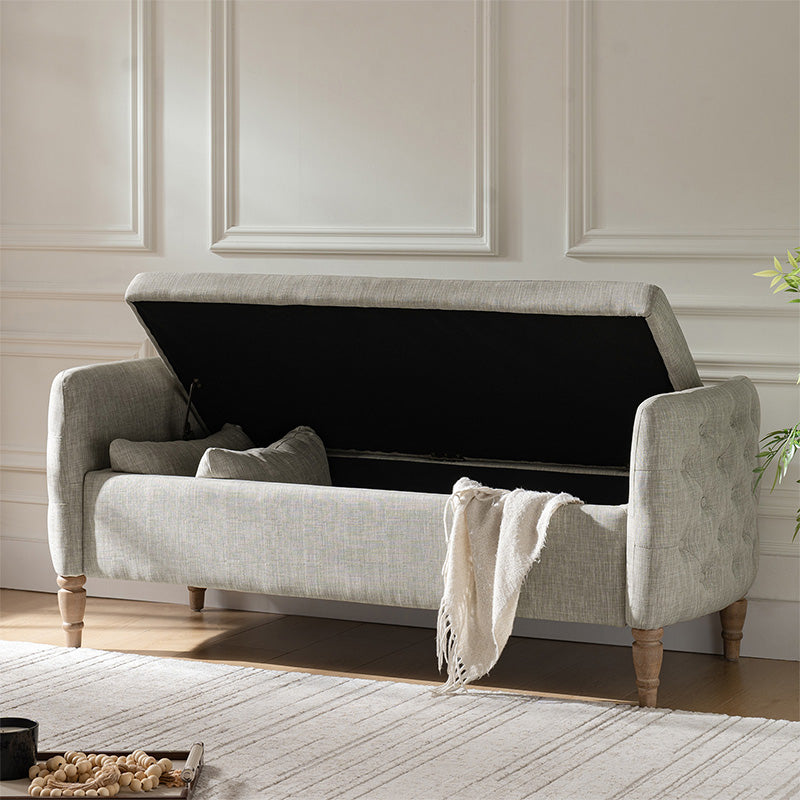 Octavia Upholstered Storage Bench with Turned Wood Legs