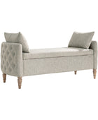 Octavia Upholstered Storage Bench with Turned Wood Legs