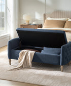Octavia Upholstered Storage Bench with Turned Wood Legs