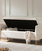Octavia Upholstered Storage Bench with Turned Wood Legs