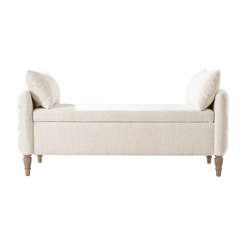 Octavia Upholstered Storage Bench with Turned Wood Legs