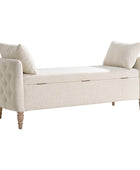 Octavia Upholstered Storage Bench with Turned Wood Legs