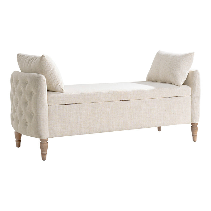 Octavia Upholstered Storage Bench with Turned Wood Legs