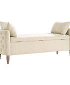 Octavia Upholstered Storage Bench with Turned Wood Legs