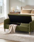 Octavia Upholstered Storage Bench with Turned Wood Legs