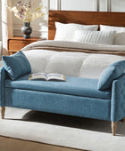 Octavia Upholstered Storage Bench with Turned Wood Legs