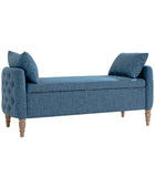 Octavia Upholstered Storage Bench with Turned Wood Legs