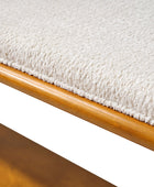 Mid-Century Modern Wood Bench with Open Shoe Storage Shelf