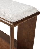 Mid-Century Modern Wood Bench with Open Shoe Storage Shelf