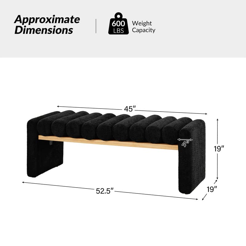 Alma Modern Functional Bench with Solid Wood Seat Frame