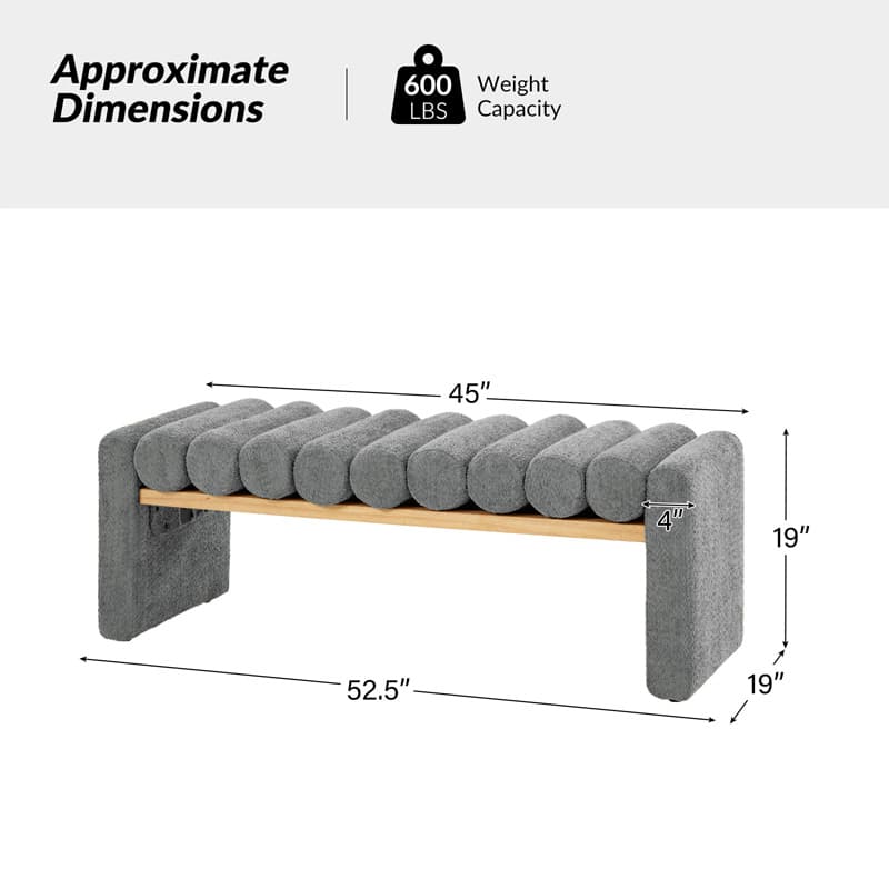 Alma Modern Functional Bench with Solid Wood Seat Frame