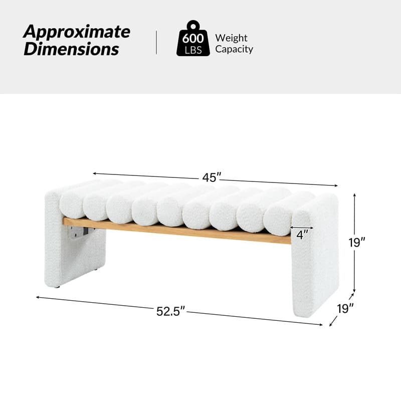 Alma Modern Functional Bench with Solid Wood Seat Frame